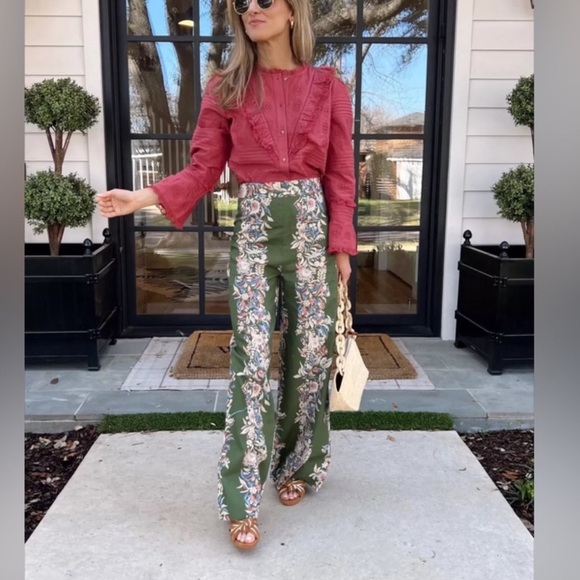 Sezane NELE SHIRT in Rosewood Women's Ruffled Lace Blouse - Picture 11 of 14